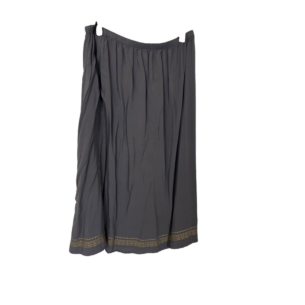 Taillissime Gray Maxi Skirt With Gold Embroidery Size 22w Peasant Casual Boho